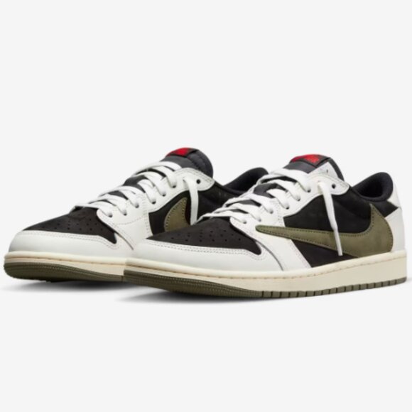 WOMEN'S AIR JORDAN 1 LOW X TRAVIS SCOTT MEDIUM OLIVE SIZE 7 PRELOVED - Picture 1 of 1
